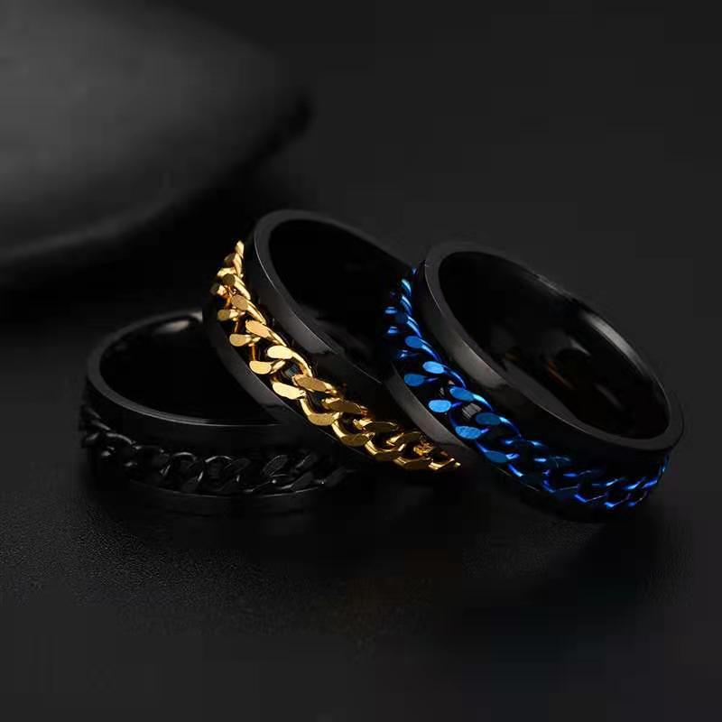 Men Accessories Wedding - Hochwertige Edelstahl-Drehringe für Paare, Punk-Spinner-Kettenring für