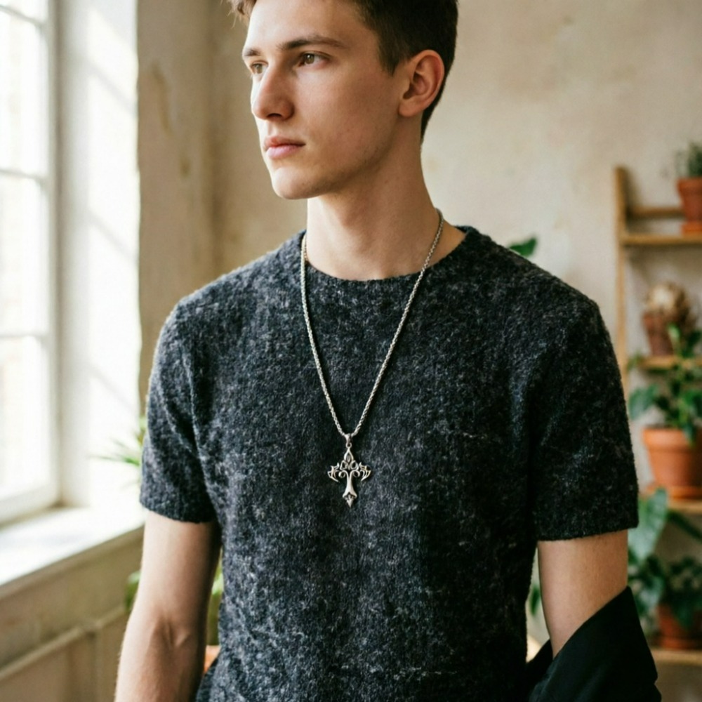 Men Accessories Singapore - SUMENG Retro-Kreuz-Anhänger aus Titanstahl für Herren