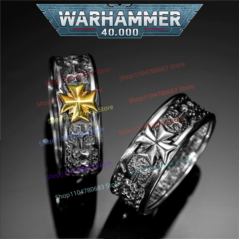 Men Accessories Gift Set - 40K Black Templars Kreuzritter-Ehrenring Hochwertiger Sammler-Schmuck,