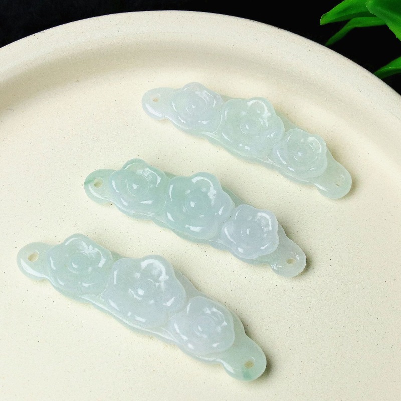 Men Accessories Usa - 1 Stück Natürlicher Jadeit Smaragd Blumen-Handkarte