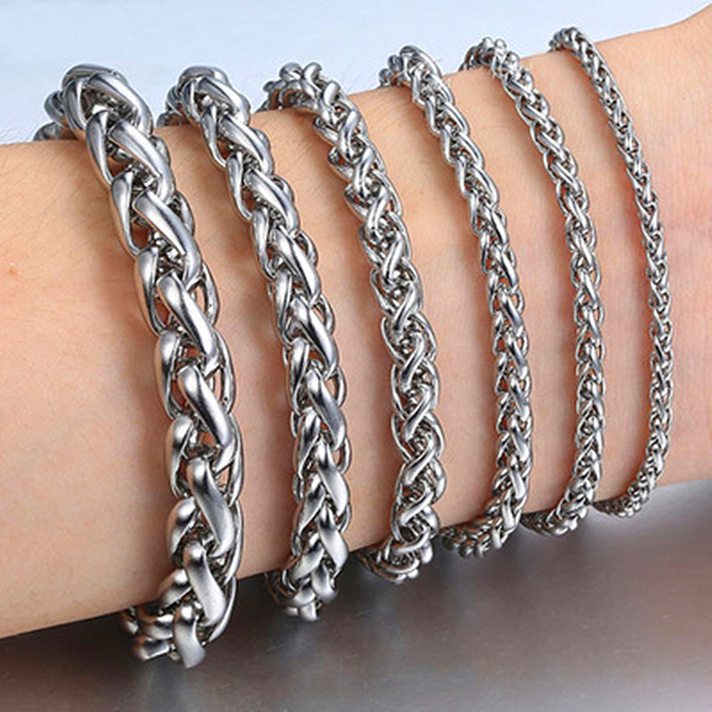 Men Accessories Singapore - HNSP Einfaches Edelstahl-Drehseilketten-Armband für Herren, minimalistischer