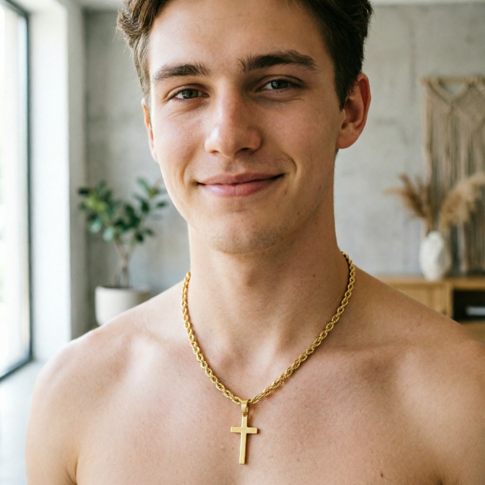 Men Accessories Singapore - Neue Modische Kreuz-Anhänger-Halskette für Männer und