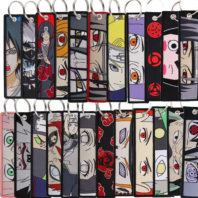 Men Accessories Gift Set - Anime Naruto Bestickte Schlüsselanhänger Coole Schlüsselanhänger