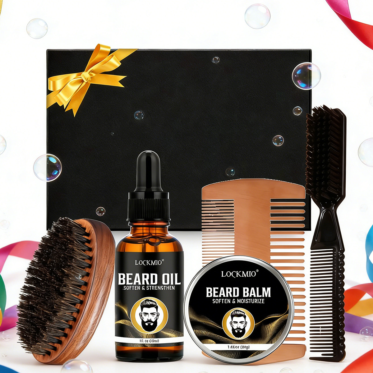 Men Accessories Combo - LOCKMIO Bartpflege-Stylingprodukt für Männer Langanhaltend Feuchtigkeitsspendendes