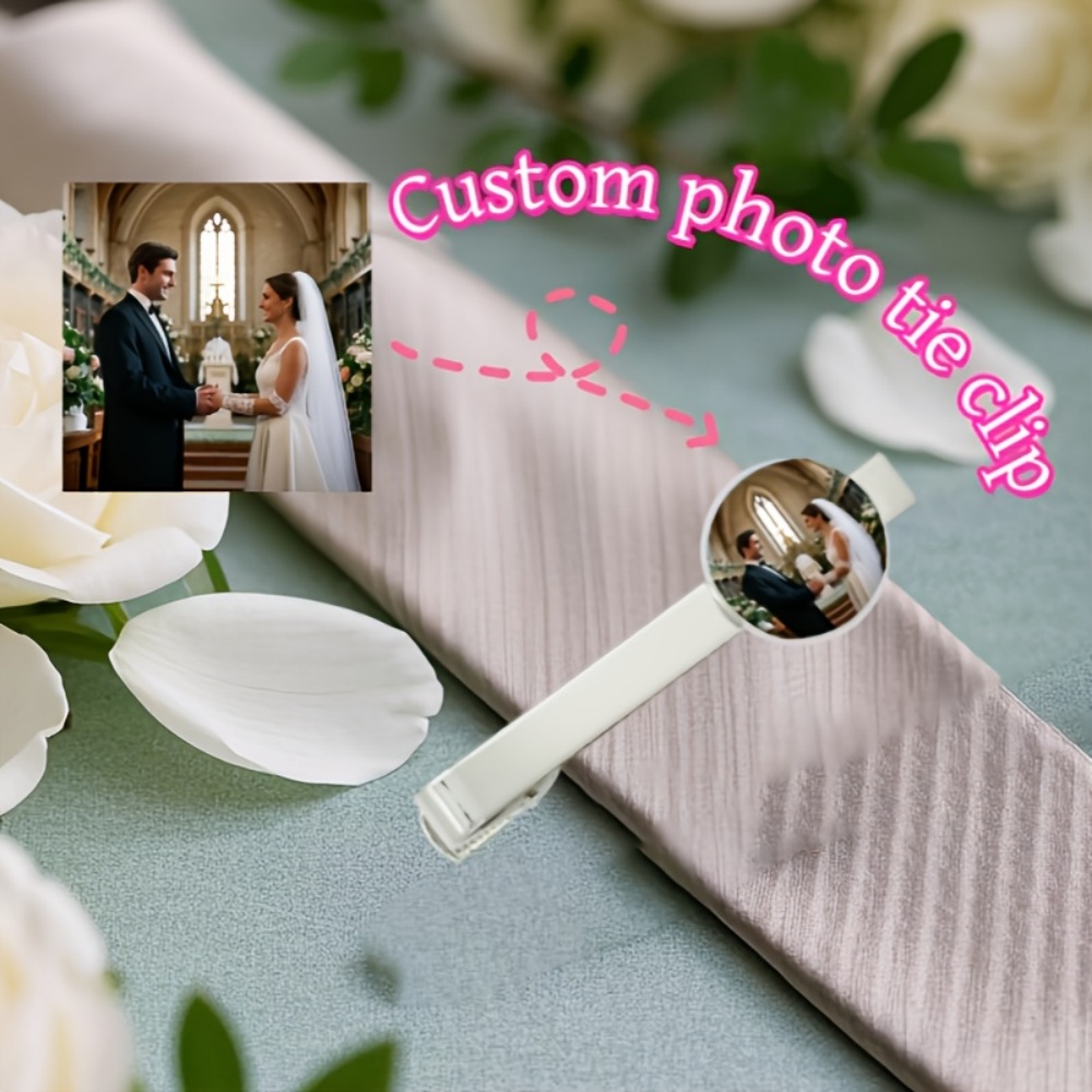 Men Accessories Wedding - Krawattenklammer mit individuellem Fotogravur-Text, personalisierte Krawattenspange,
