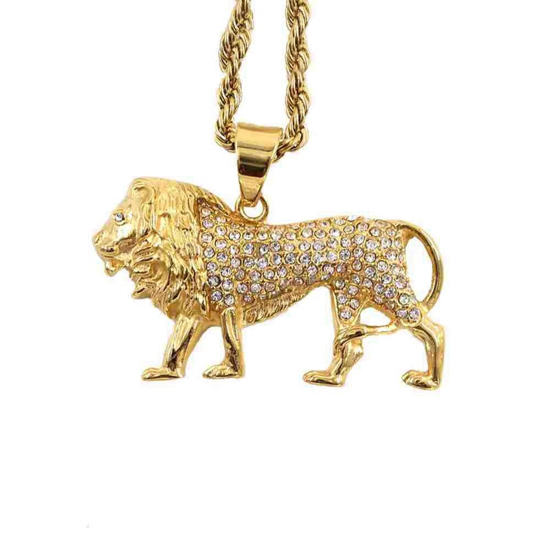 Hip-Hop Kristallbesetzte Löwen – Men Accessories Singapore Bewertung und Preis