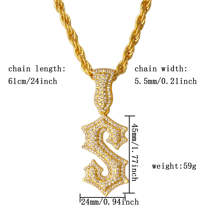 Neue Buchstabe S Hip-Hop-Halsk – Men Accessories Singapore Bewertung und Preis