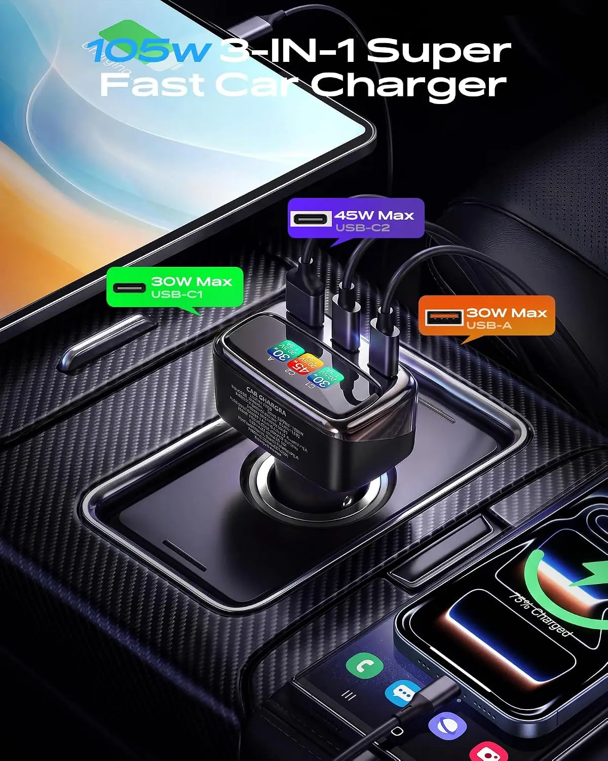 105W USB-C Auto-Ladegerät mit  – Men Accessories Usa Bewertung und Preis