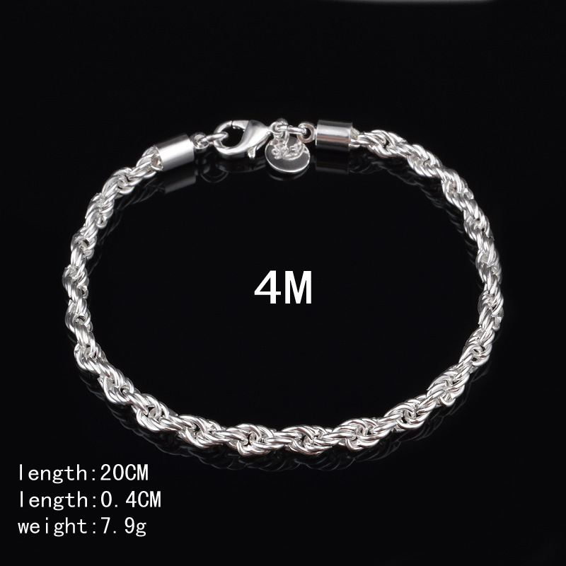 4MM Versilbertes Gedrehtes Sei – Men Accessories Singapore Bewertung und Preis